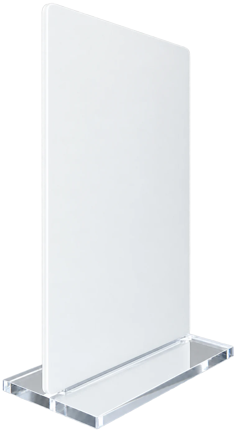 A blank Sila stand seen at an angle, ready for your design.